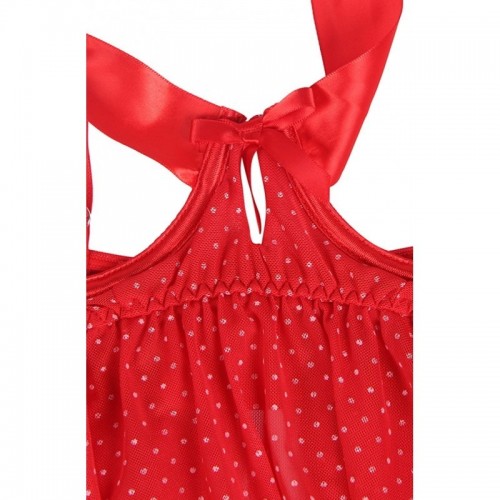 Red & White Polka Dot Babydoll Chemise Lingerie With Matching Cage Back Knickers