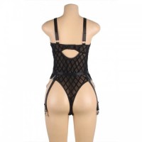 Black Elegance Bodysuit Embellished With Chains