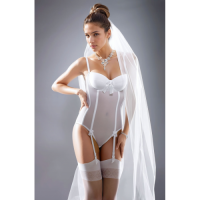 White Stylish Tulle One Piece Shaping Bridal Lingerie With Light Boning