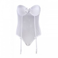 White Stylish Tulle One Piece Shaping Bridal Lingerie With Light Boning