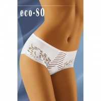 White Eco-So Is A Deep Knickers With A Striped Front Strip & Embroidered Lacy Panels To The Front Sides