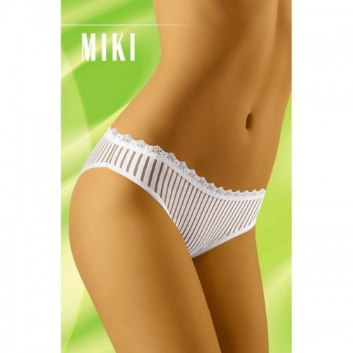 White Miki Is A Knickers With A Stripy Design & Embroidered Edging