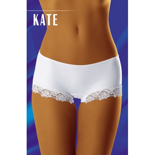 White Pair Of Shorts With Decorative Lace Edging Available In Black Or White