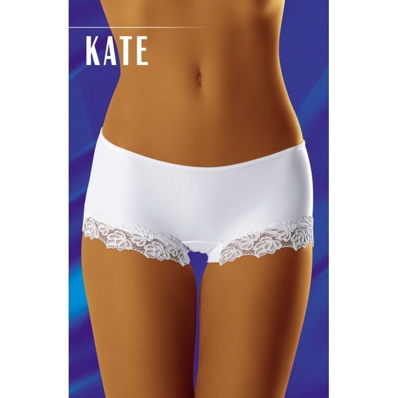 White Pair Of Shorts With Decorative Lace Edging Available In Black Or White