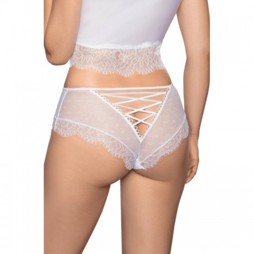 White Soft Delicate Knickers Made From Super Soft Stretch Fabric & Eyelash Lace