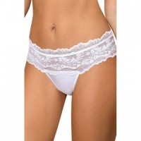 White Thong Knickers With Deep Lace Panel At The Front