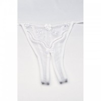 White Beautiful Crotchless Thong Knickers With Scalloped Embroidery