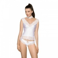 White Soft Satin Feel Knickers Decorated With Eyelash Lace