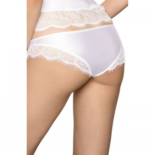 White Soft Satin Feel Knickers Decorated With Eyelash Lace