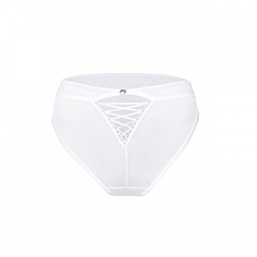 White  V Shaped Cut Out Knickers with Oval Shaped Diamante Detail