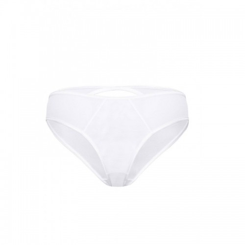 White  V Shaped Cut Out Knickers with Oval Shaped Diamante Detail