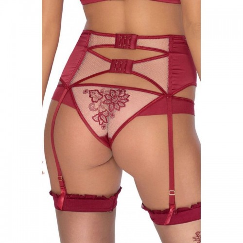 Flower Henna Embroidery Red Thong Briefs