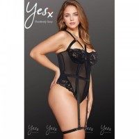 Black Lace Suspender Bodysuit