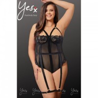 Black Lace Suspender Bodysuit