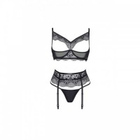 Black Provocative 3 Piece Lingerie Set