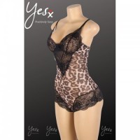 Leopard Print Black Lace Plus Size Bodysuit