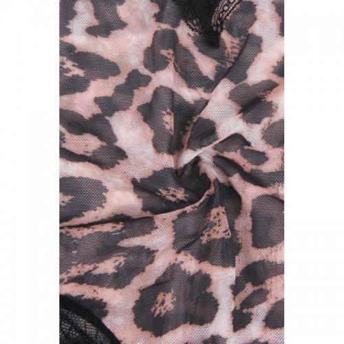 Leopard Print Black Lace Plus Size Bodysuit