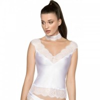 Beautiful White Eyelash Lace Soft Stretch Fabric Lingerie Sleepwear Top