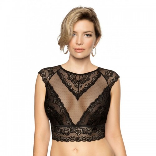 Black Stunning Soft Tulle & Lace Lingerie Top