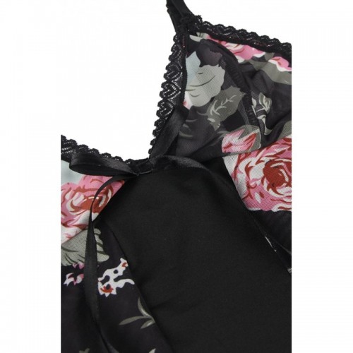 Black & Floral Babydoll Chemise Lingerie