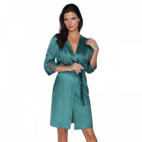 Quality Satin 3/4 Sleeve Emerald Green Exclusive Dressing Gown