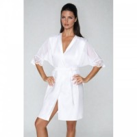 White Satin Bathrobe with Transparent Chiffon