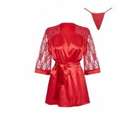 Elegant Short Red Satin Dressing Gown