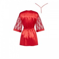 Elegant Short Red Satin Dressing Gown