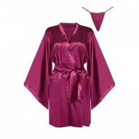 Burgundy Smooth & Shiny Samira Peignoir Gown