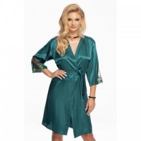 Quality Satin Emerald Green Elegant Dressing Gown