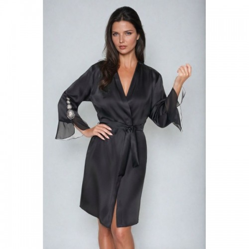 Black Midi Dressing Gown