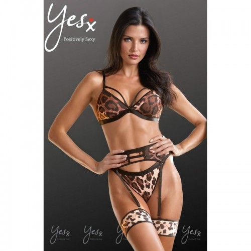 Bra, Suspender Belt & Thong Stunning Leopard Print Lingerie Set