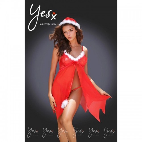 Red & Sheer Babydoll Xmas Lingerie