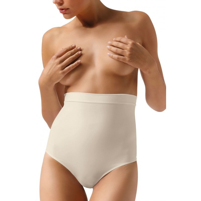 Beige High Waist Thong Knickers Firm Compression