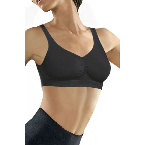 Black Medium Compression Bra With Wide Shoulder Straps