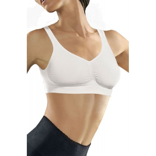 White Medium Compression Bra With Wide Shoulder Straps