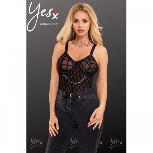 Black Elegance Bodysuit Embellished With Chains