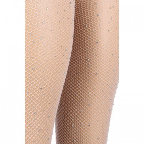 White Fishnet Crotchless Tights Featuring A Delicate Shimmering Effect