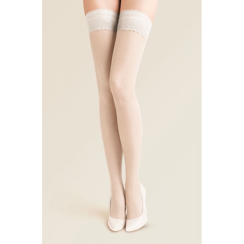 Fine Delicate White Transparent Lycra 15 Denier Hold-Ups