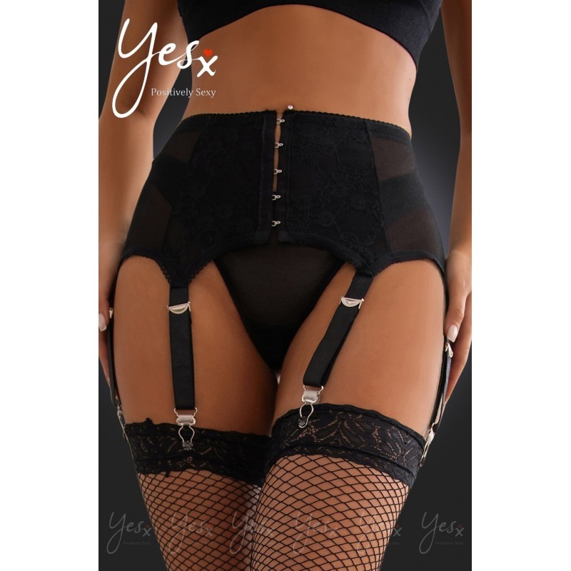 Black Lace Five Hook & Eye Garter