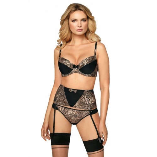 Wide Leopard Print Suspender Belt