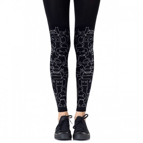 Black & Grey Cat Pattern Tights