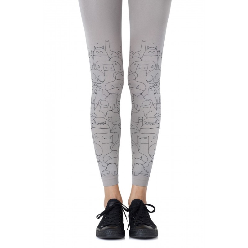 Black & Grey Cat Pattern Tights