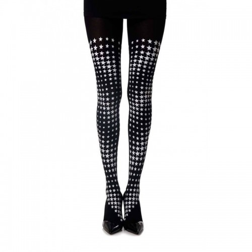 Black & Grey Diamonds In The Sky Print Sheer Tights