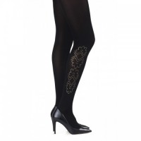 Black & Gold Embellished Sheer Tights