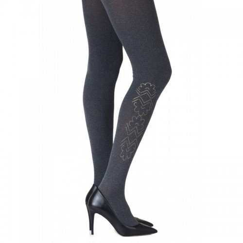 Grey & Gold Embellished Sheer Tights