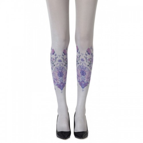 Grey Alice In Wonderland Tights with A Floral Pattern