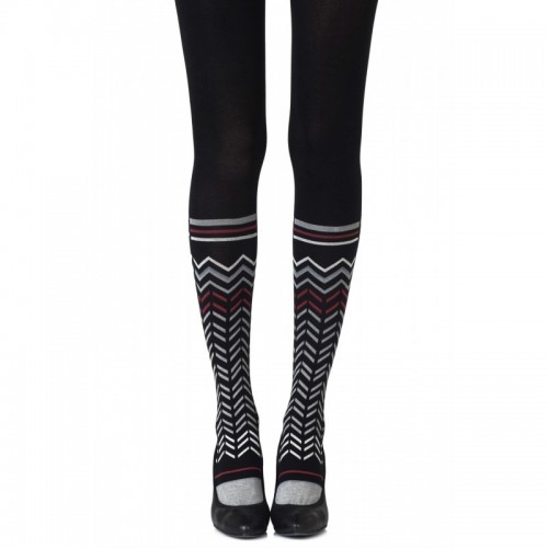 Black & Grey Zig Zag Sheer Tights