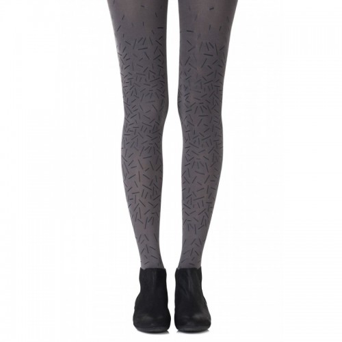 Grey & Black Get Confetti Patterned Tights