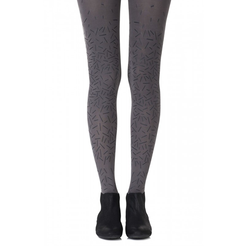 Grey & Black Get Confetti Patterned Tights